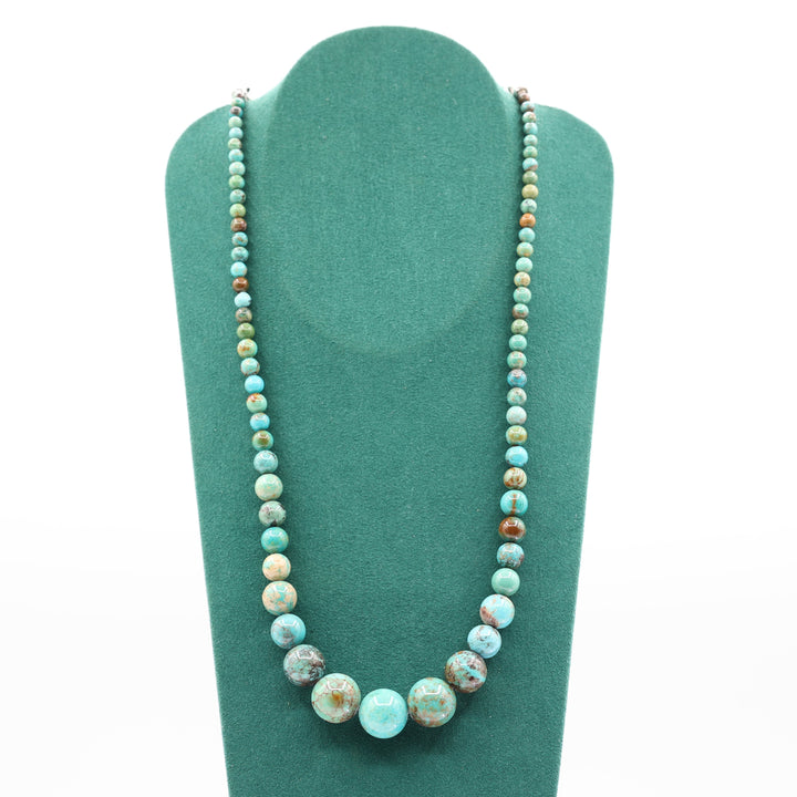 925 Sterling Silver Graduated Turquoise Beaded Strand Necklace