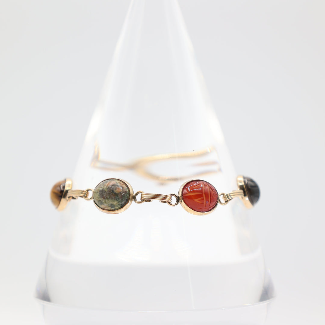 12k Gold Multicolor Scarab Bracelet 7 Inches
