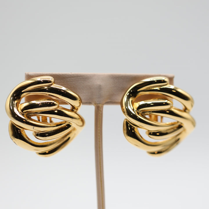 Gold Plated Vintage Givenchy Knot Clip on Earrings