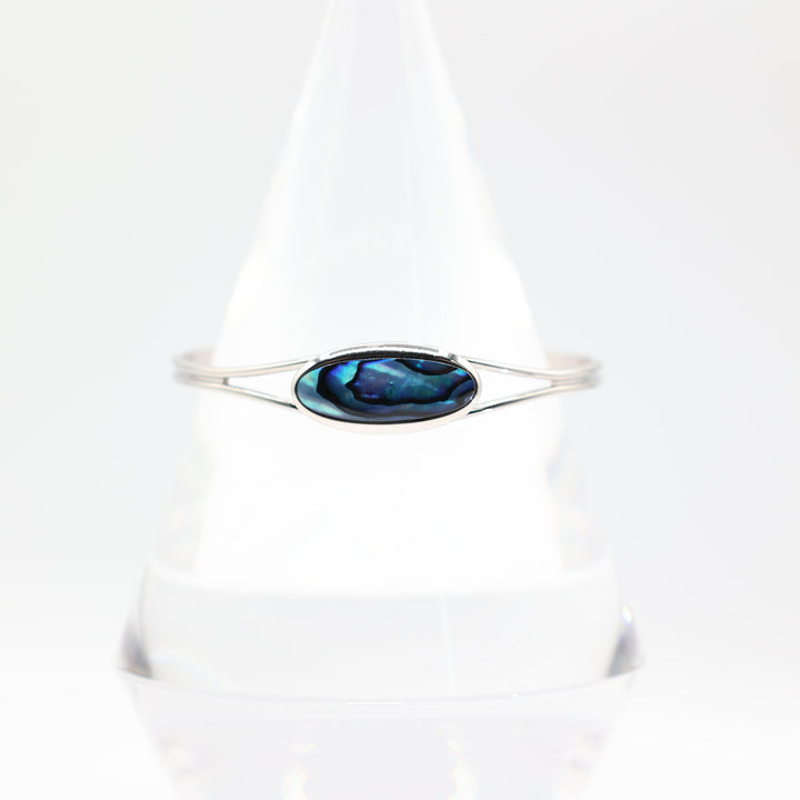 925 Sterling Silver 23x8mm Abalone Shell Cuff Bracelet