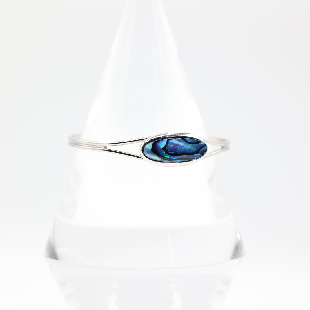 925 Sterling Silver 23x8mm Abalone Shell Cuff Bracelet
