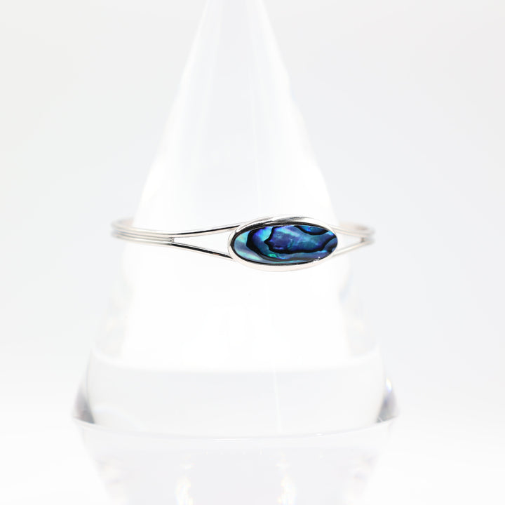 925 Sterling Silver 23x8mm Abalone Shell Cuff Bracelet