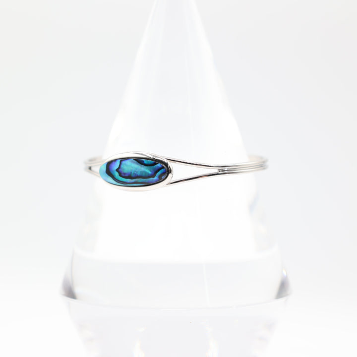 925 Sterling Silver 23x8mm Abalone Shell Cuff Bracelet