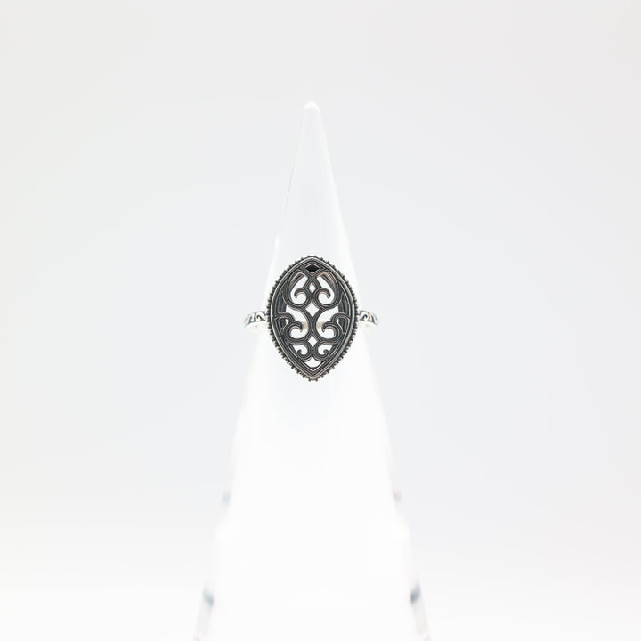 James Avery 925 Sterling Silver Beaded Marquise Ring Size 7