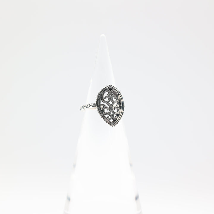 James Avery 925 Sterling Silver Beaded Marquise Ring Size 7