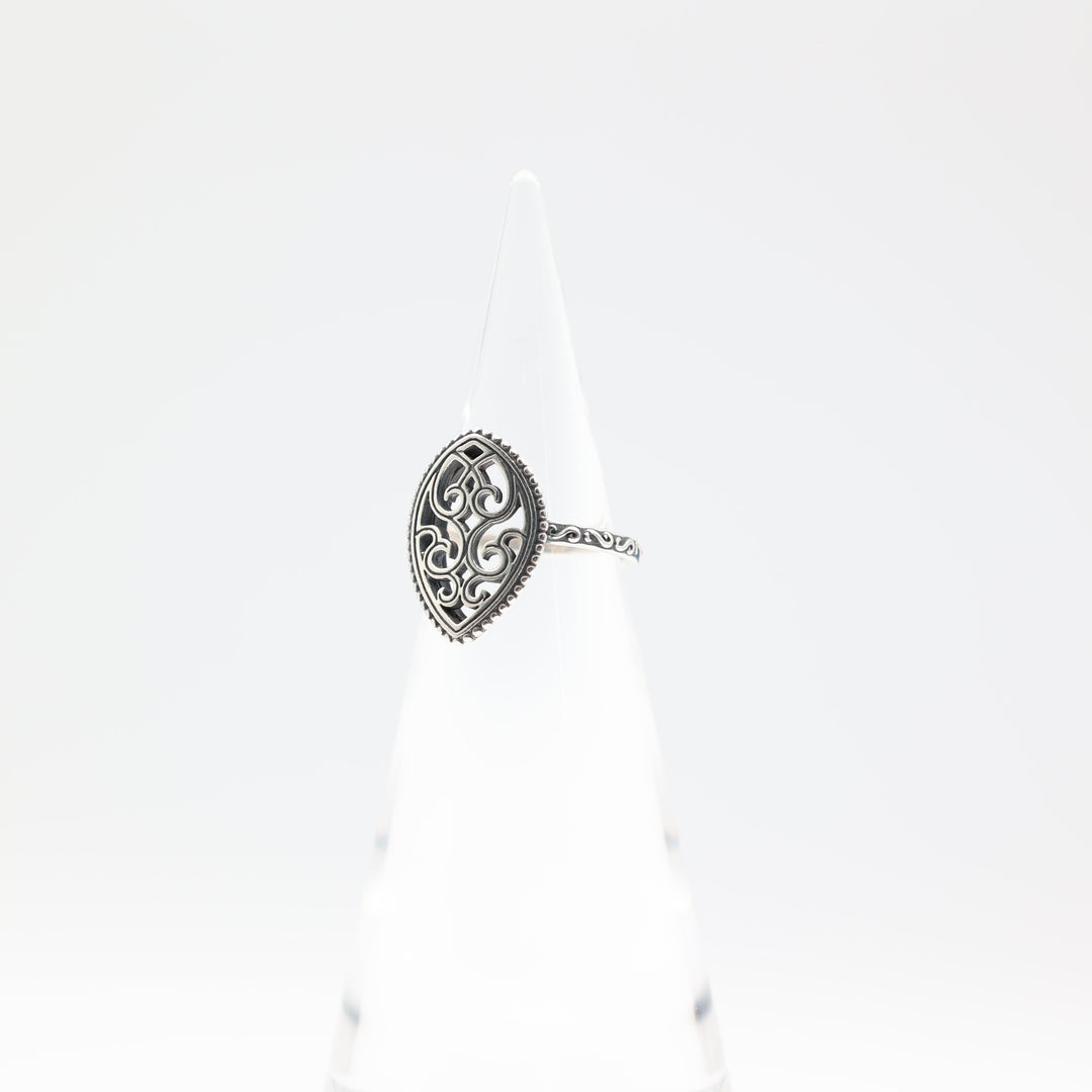 James Avery 925 Sterling Silver Beaded Marquise Ring Size 7