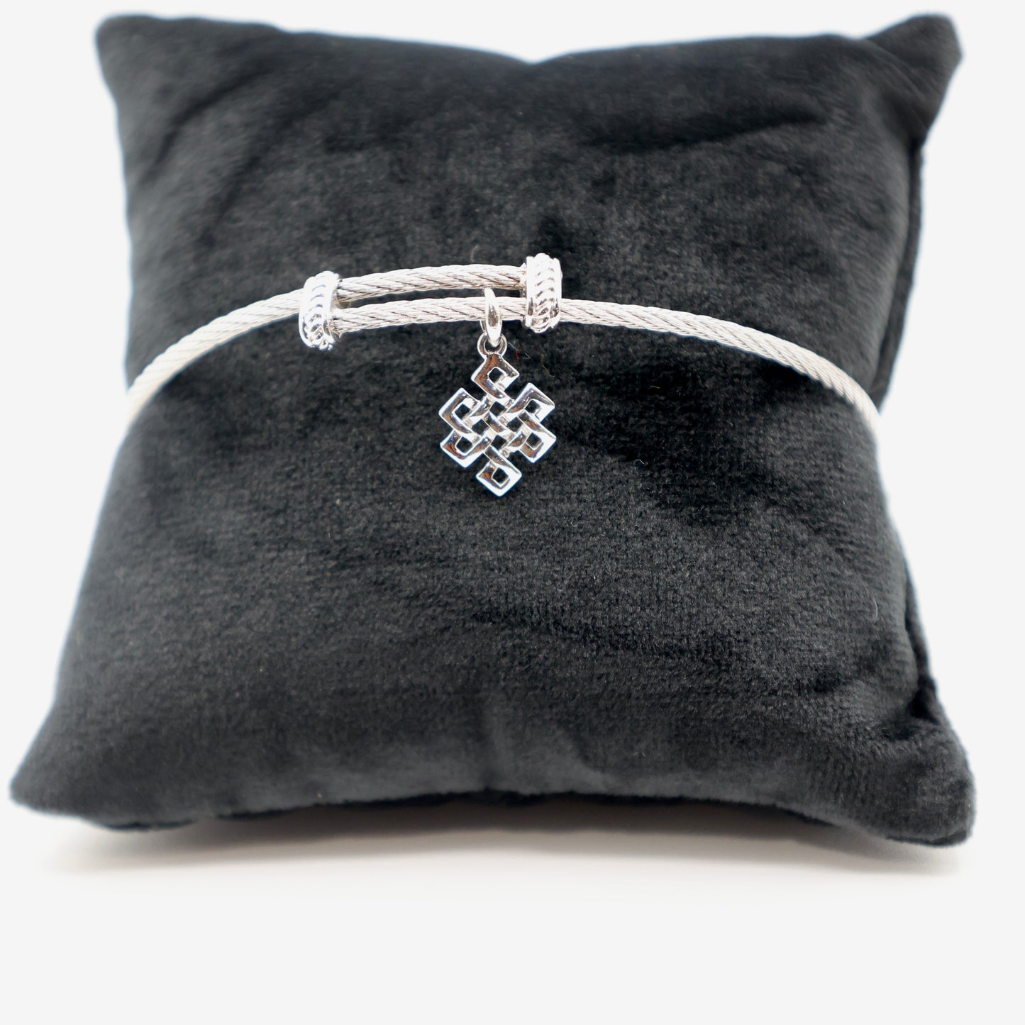 925 Sterling Silver and Stainless Steel Gabriel & Co Adjustable Bangle with Celtic Charm