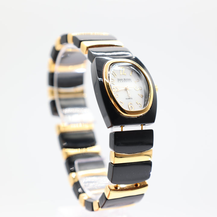 Joan Rivers Women's Black and Gold Tone Oval Dial Watch