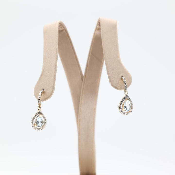 925 Sterling Silver Gold Plated Pear Shaped Blue Sapphire Drop Dangle Earrings