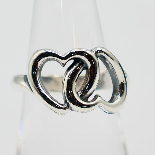 925 Sterling Silver James Avery Two Hearts Together 2.2m Wide Band Ring - Size 6