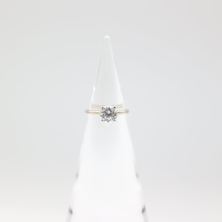 14k White Gold 7mm White Quartz Ring Size 6 Elegant Jewelry
