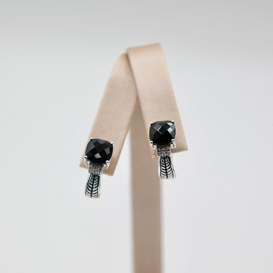 925 Sterling Silver Effy Earrings with Black Onyx Gemstone