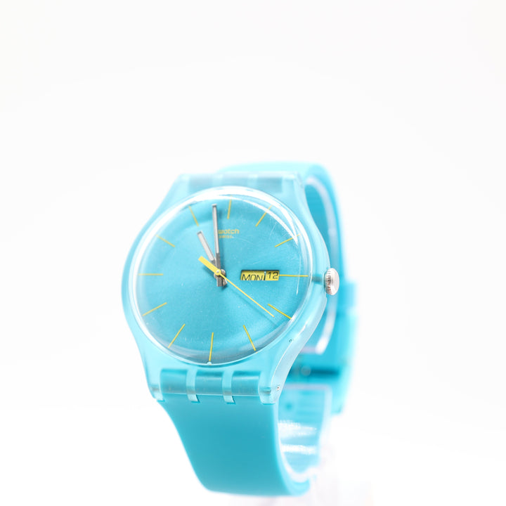 Swatch Swiss Turquoise Rebel Quartz Silicone Watch for Men