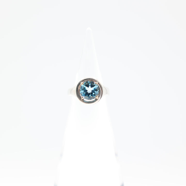 Lorenzo 925 and 18k Yellow Gold Blue Topaz Ring Size 6