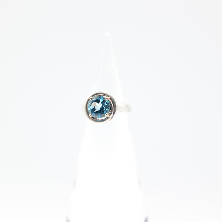 Lorenzo 925 and 18k Yellow Gold Blue Topaz Ring Size 6