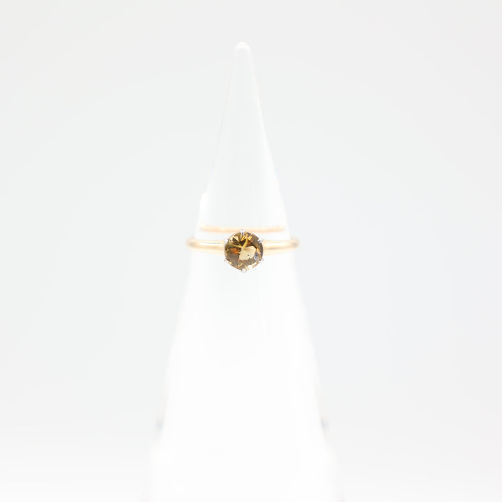 14k Yellow Gold 6mm Round Citrine Stone Ring Size 5.5