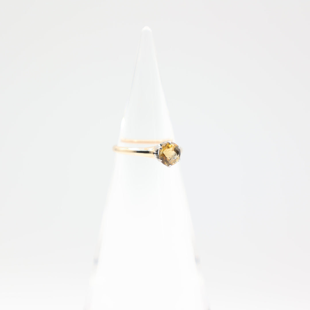 14k Yellow Gold 6mm Round Citrine Stone Ring Size 5.5