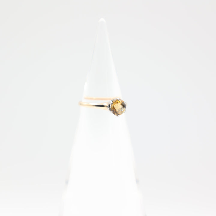 14k Yellow Gold 6mm Round Citrine Stone Ring Size 5.5