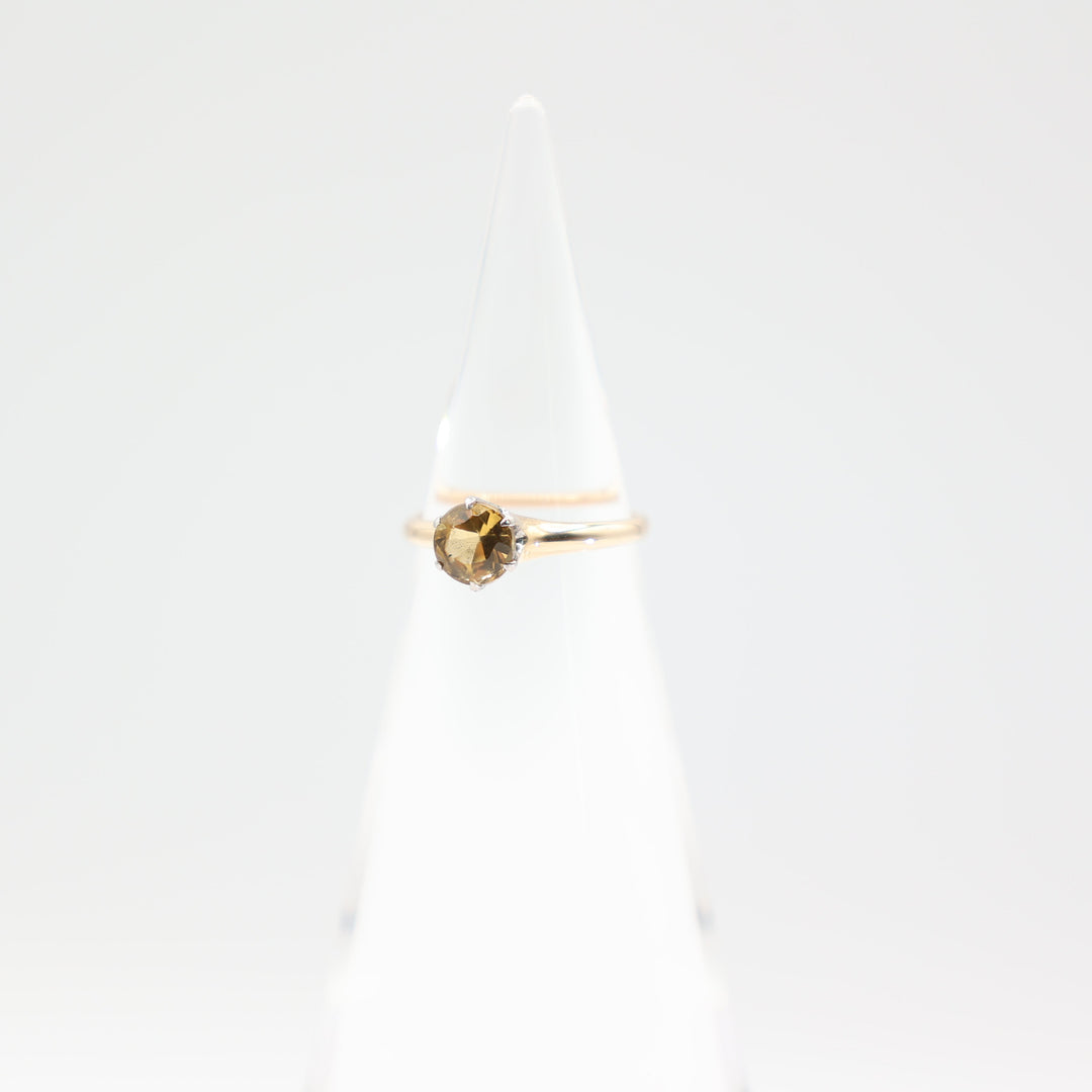 14k Yellow Gold 6mm Round Citrine Stone Ring Size 5.5