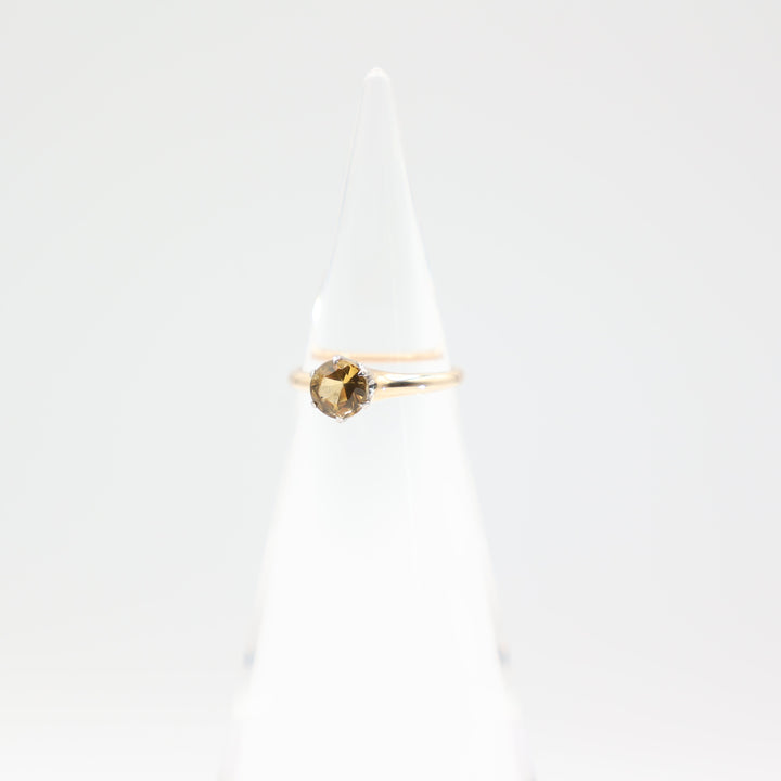 14k Yellow Gold 6mm Round Citrine Stone Ring Size 5.5