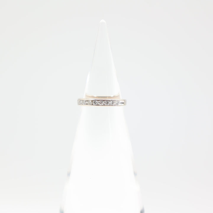 10k White Gold Band with Twelve 2mm Round Diamonds Ring Size 5.75
