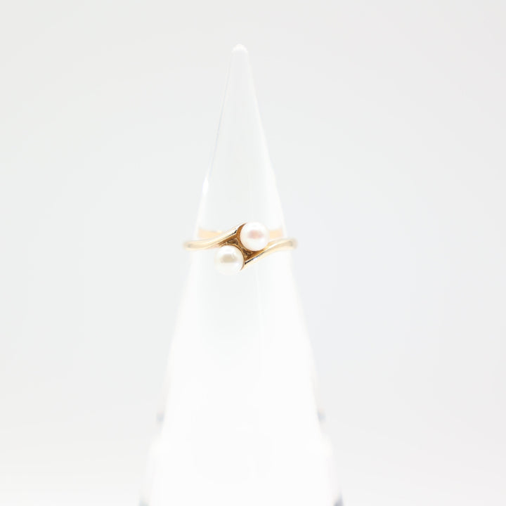 14k Yellow Gold Pearl Stone Ring Size 6
