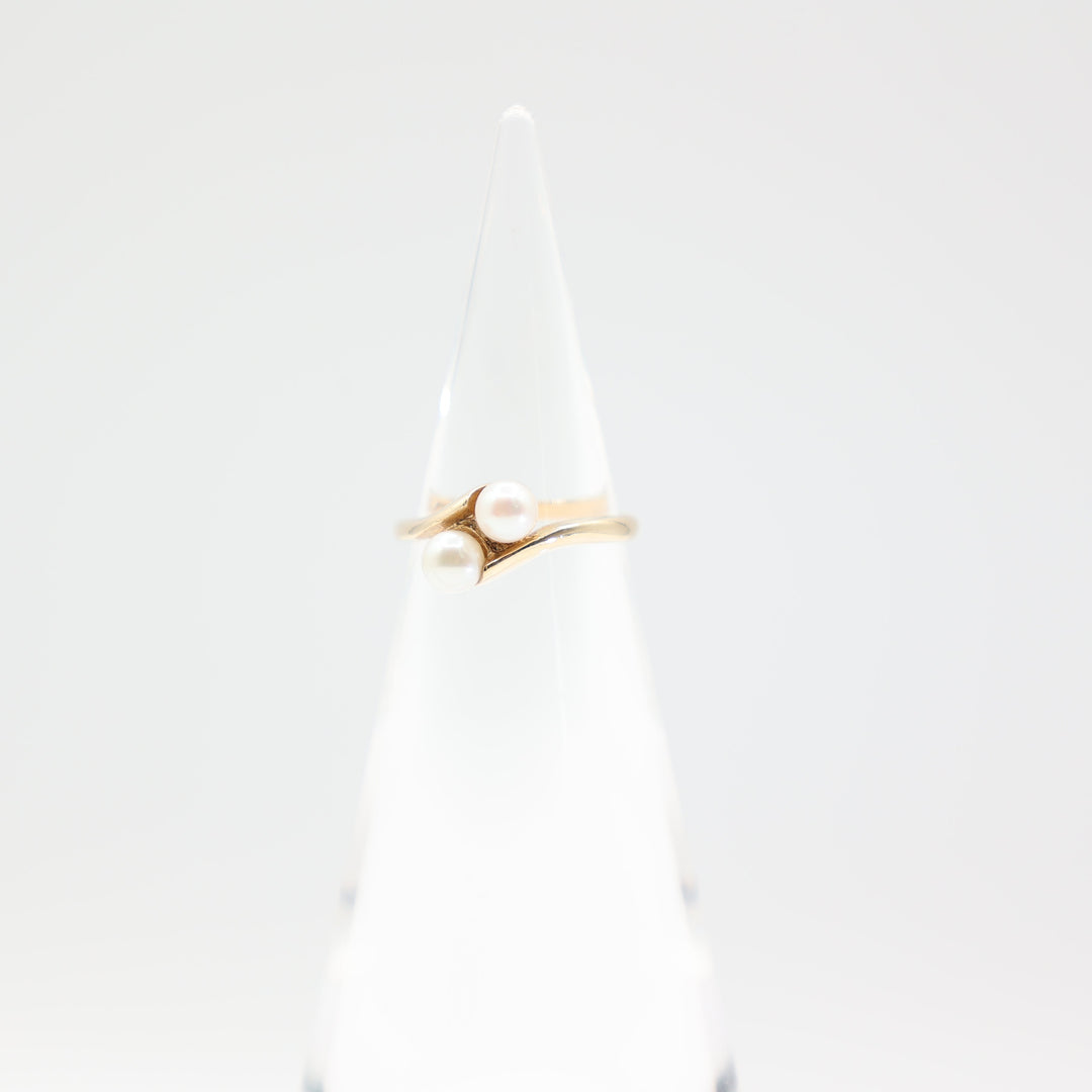 14k Yellow Gold Pearl Stone Ring Size 6