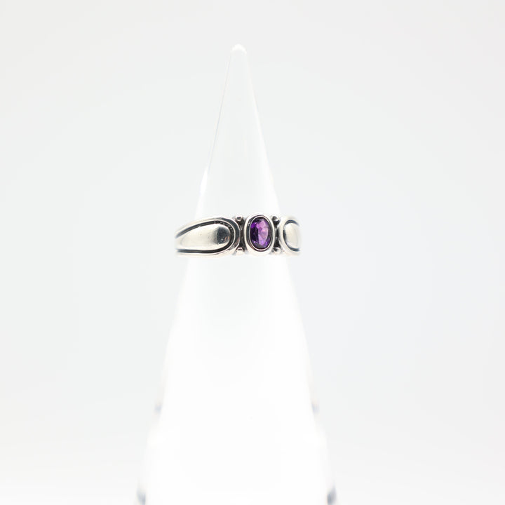 James Avery 925 Sterling Silver Scroll Oval Amethyst Stone Ring Size 7