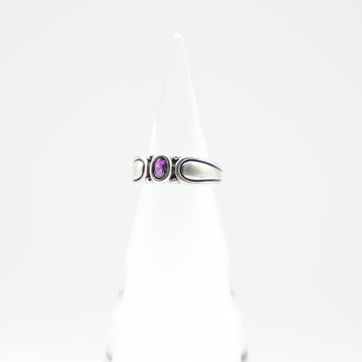 James Avery 925 Sterling Silver Scroll Oval Amethyst Stone Ring Size 7