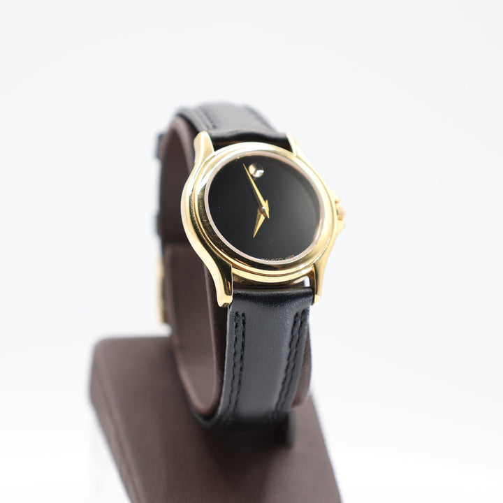 Movado Museum Classic Black Dial Gold Slim Leather Watch
