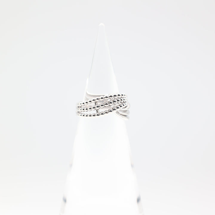 925 Sterling Silver Beaded Intertwined Ring Size Eight Point Five