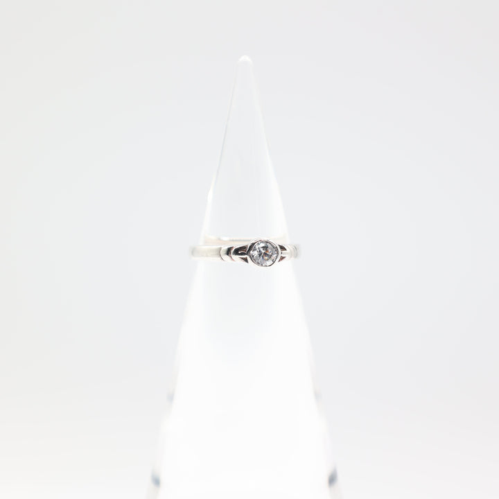 925 Silver Round Cut Glass White Stone Ring Size 7