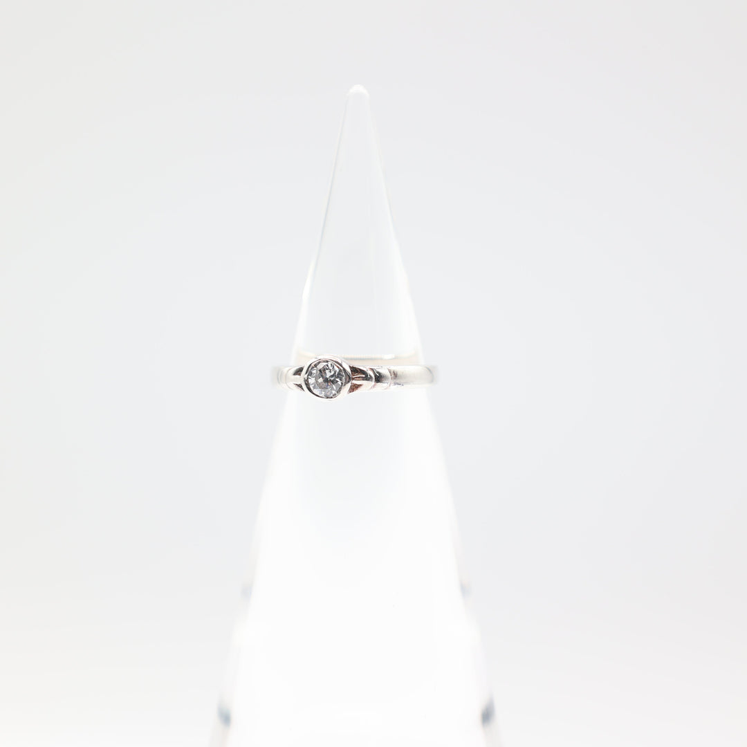 925 Silver Round Cut Glass White Stone Ring Size 7