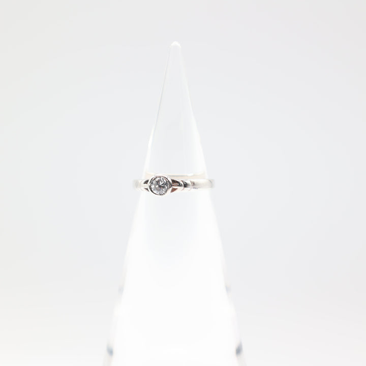 925 Silver Round Cut Glass White Stone Ring Size 7