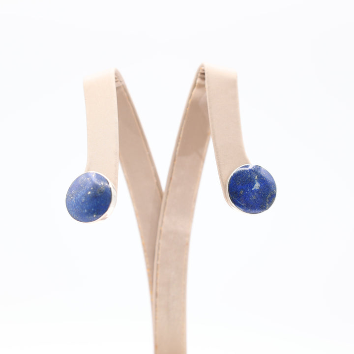 925 Sterling Silver Blue Lapis 15mm Round Stud Earrings