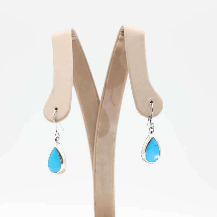 925 Silver Teardrop Turquoise Earrings 1.5cm