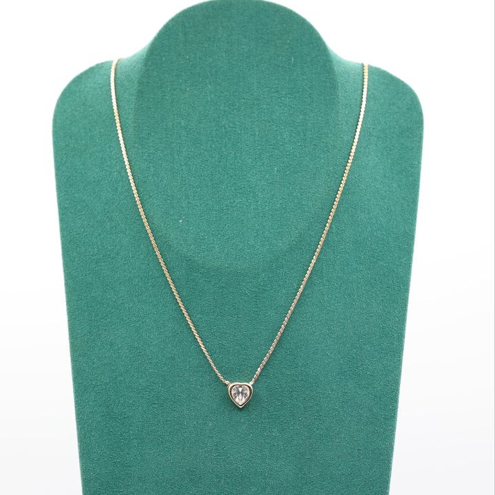 Christian Dior Gold Plated Heart Crystal Necklace Luxury Jewelry