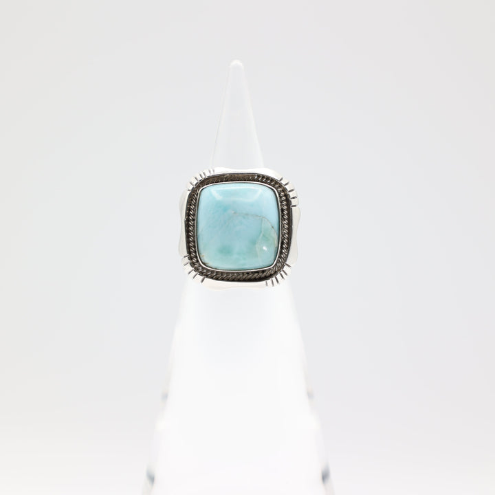 925 Sterling Silver Band Ring with 15.5mm Square Turquoise Stone Size 6.5