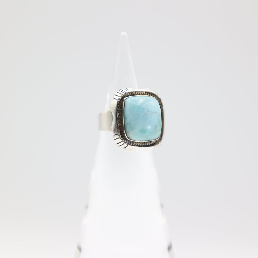 925 Sterling Silver Band Ring with 15.5mm Square Turquoise Stone Size 6.5
