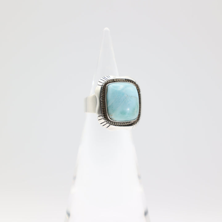 925 Sterling Silver Band Ring with 15.5mm Square Turquoise Stone Size 6.5