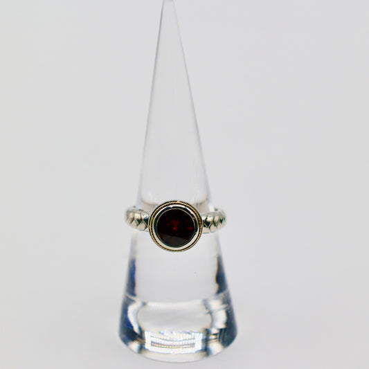 Effy 925 Sterling Silver and 18k Yellow Gold Accent Fangcut Red Garnet - Size 7