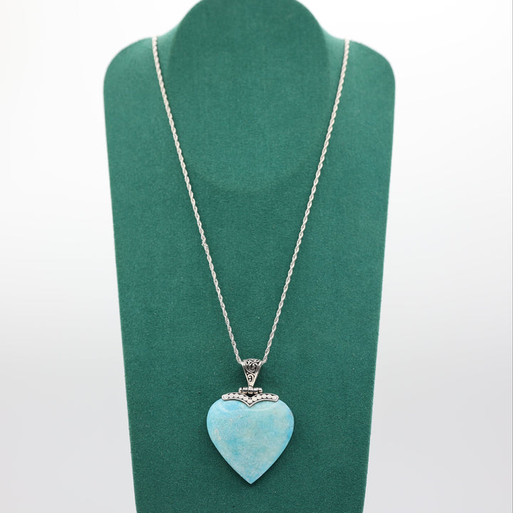 Sterling Silver Adjustable Chain Larimar Turquoise Pendant