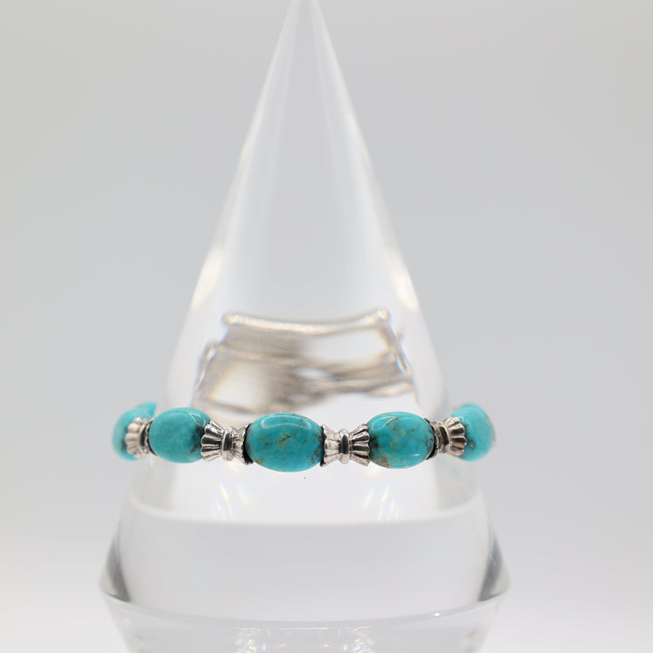 925 Sterling Silver Beaded Turquoise Bracelet for Women