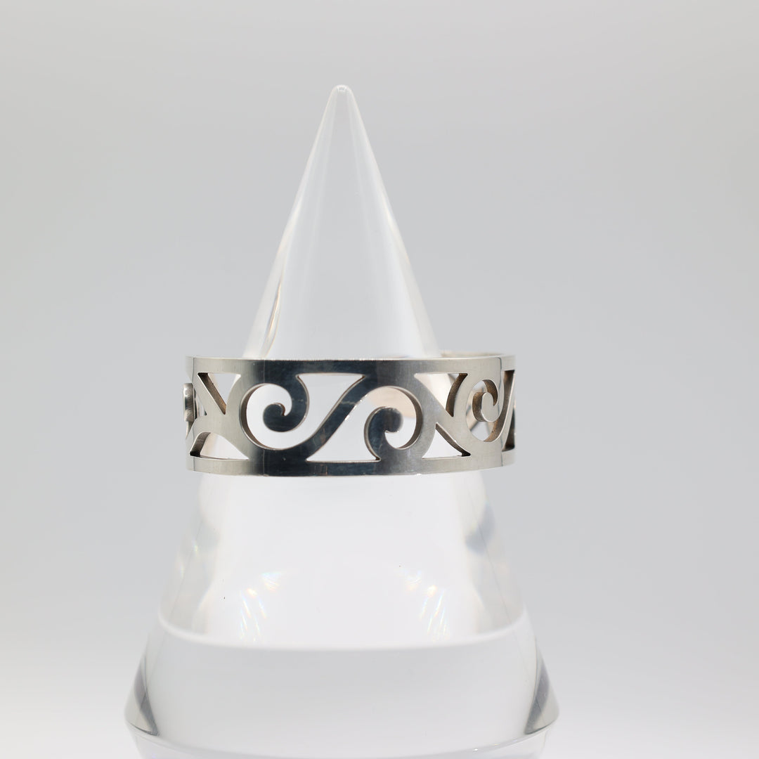 925 Silver Cuff Bracelet with Wavy Design Adjustable