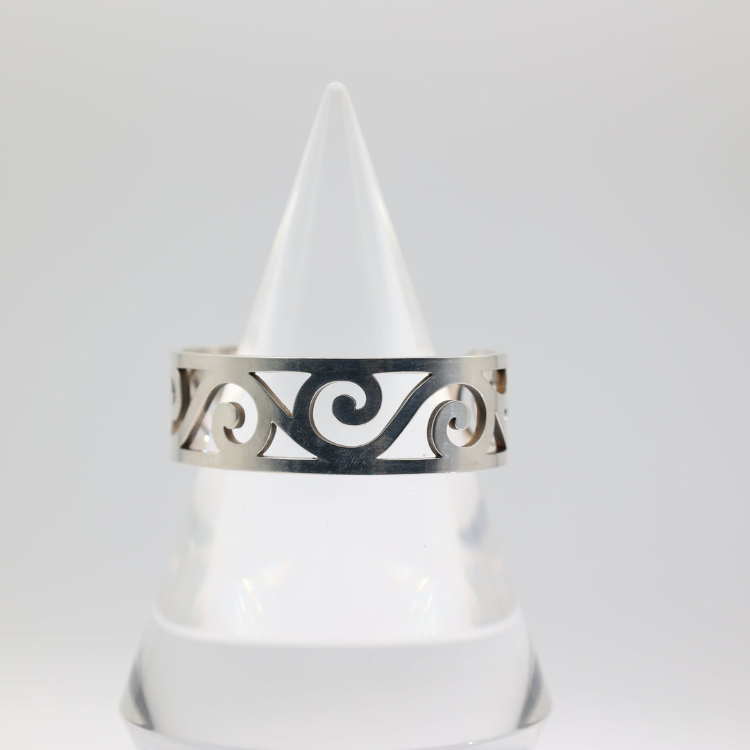 925 Silver Cuff Bracelet with Wavy Design Adjustable
