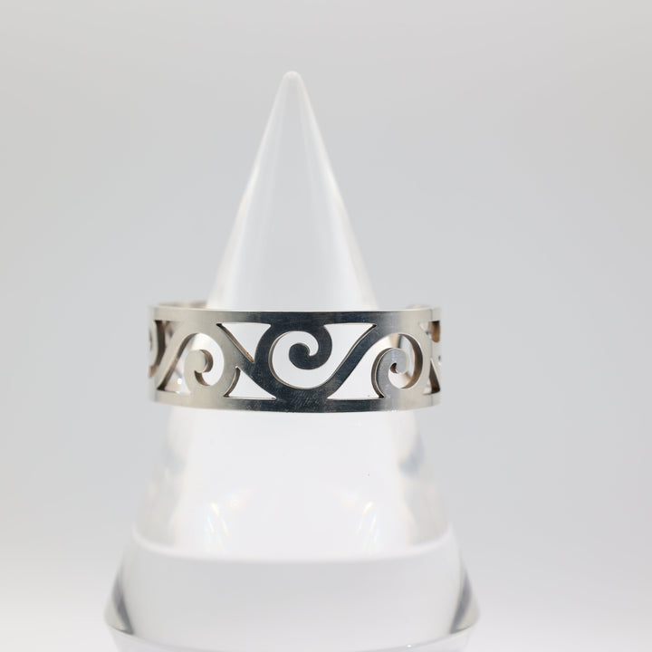 925 Silver Cuff Bracelet with Wavy Design Adjustable
