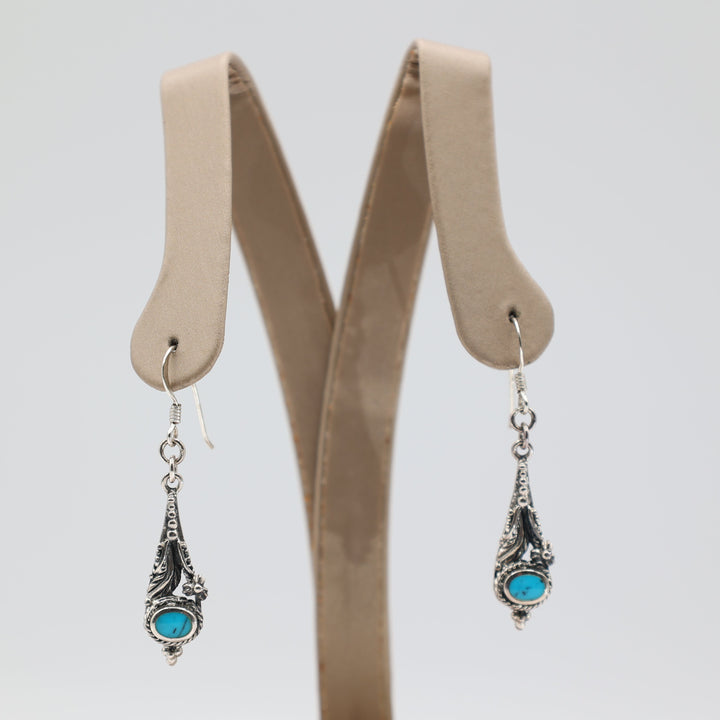 925 Sterling Silver Boho Style Turquoise Drop Dangle Earrings