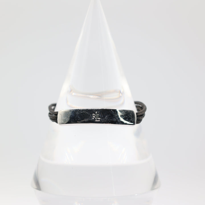 Ralph Lauren Silver Bar and Triple Leather Strand Bracelet