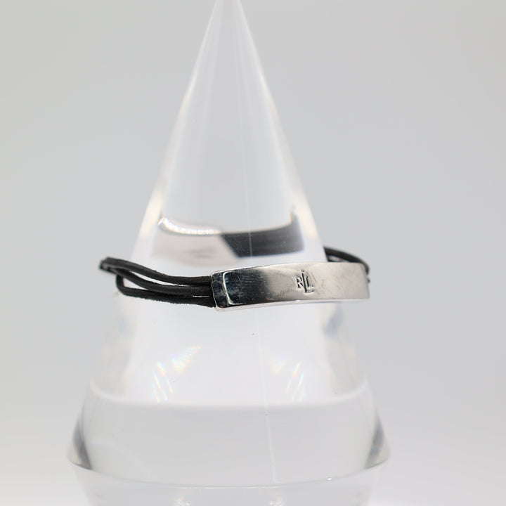 Ralph Lauren Silver Bar and Triple Leather Strand Bracelet