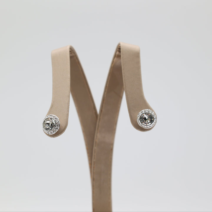 Swarovski Clear Crystal Halo Stud Earrings